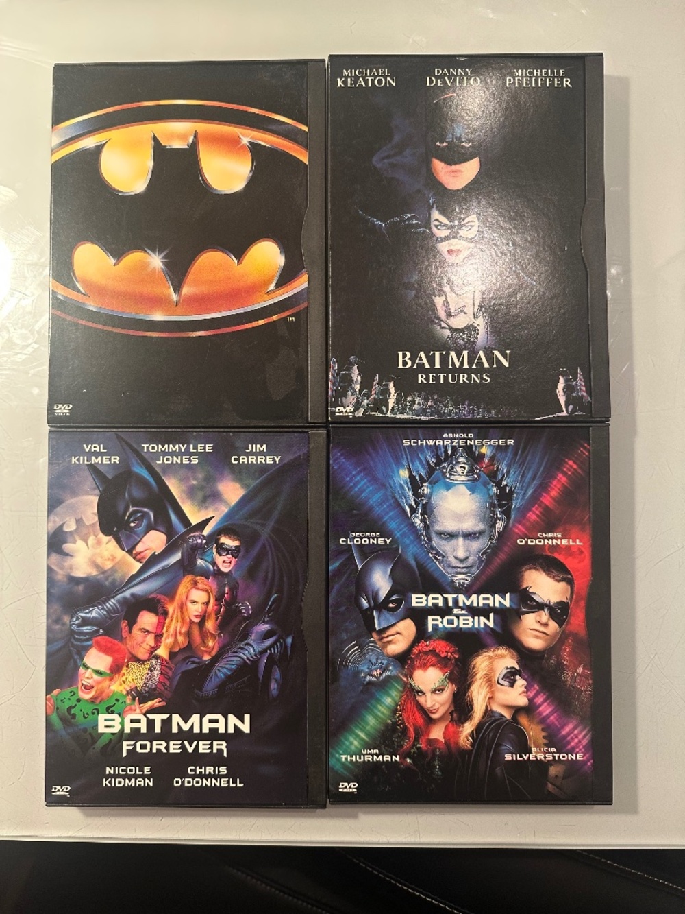 LOT OF 4 DVD MOVIES - BATMAN, BATMAN RETURNS, BATMAN FOREVER,  BATMAN & ROBIN